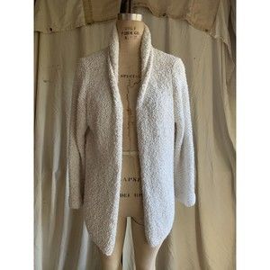 Eileen Fisher Women's Size PL Petite Open Front Boucle Cardigan Cotton